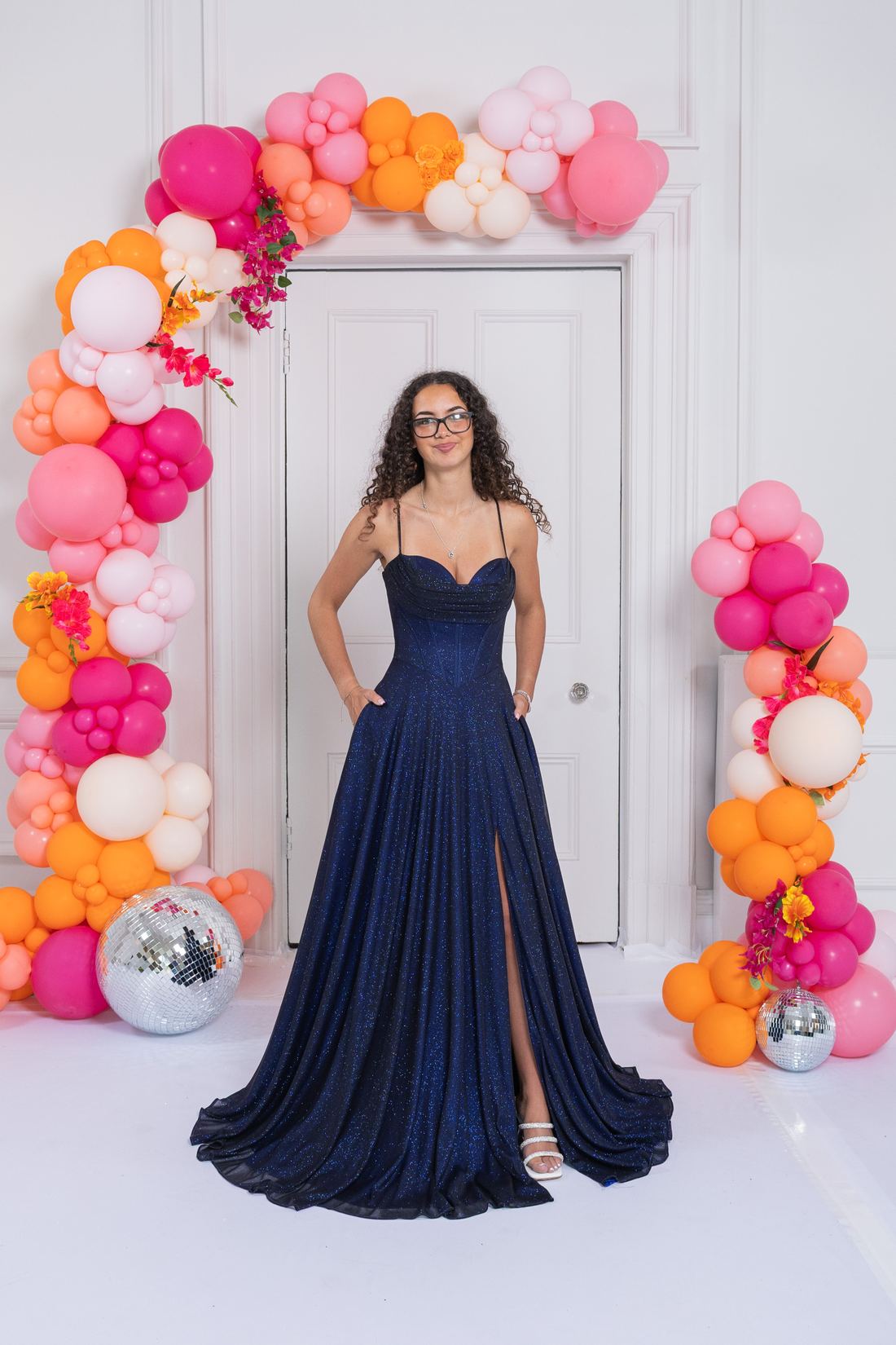 midnight blue a-line prom dress