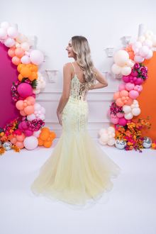 lemon yellow fishtail prom dress, photo 2
