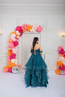 teal waterfall prom dress, photo 2