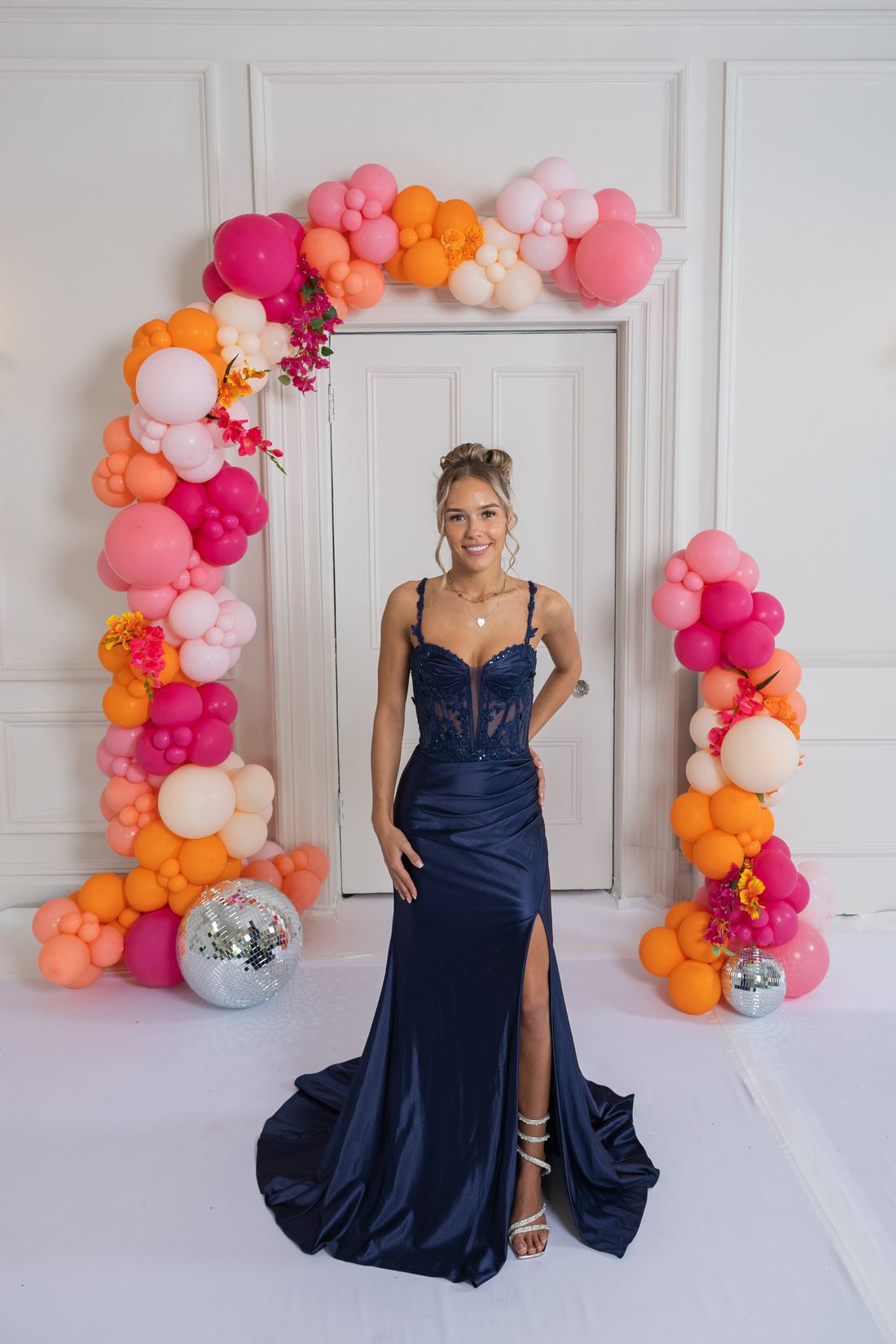 Navy blue prom dress.