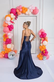 Navy blue prom dress., photo 3