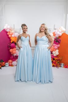 pink blue satin ball gown prom dress, photo 4