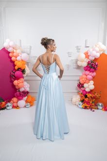 pink blue satin ball gown prom dress, photo 5
