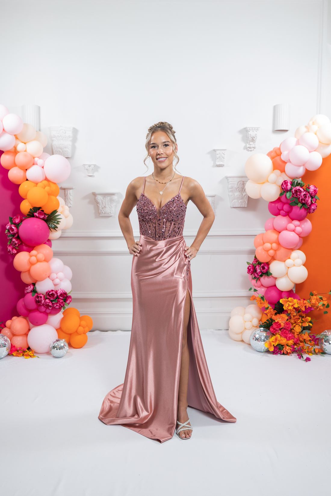 copper rose prom gown