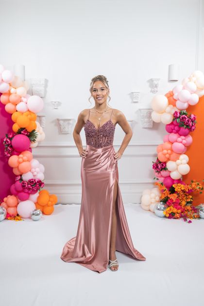 copper rose prom gown