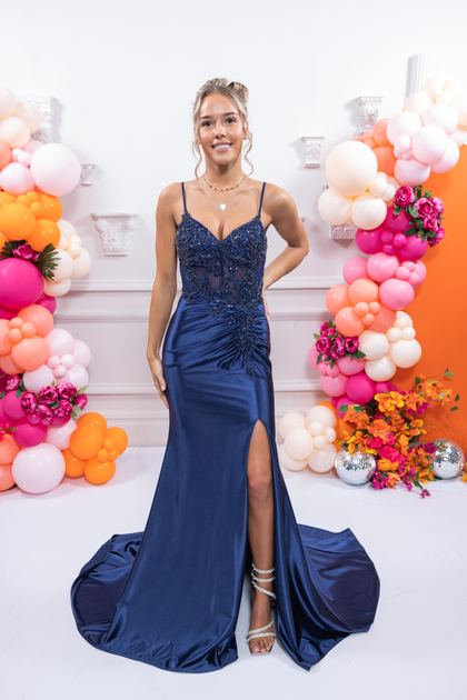 navy blue prom dress