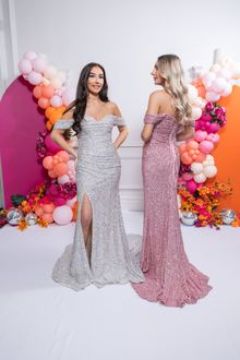 silver pink sparkly prom dress, photo 3