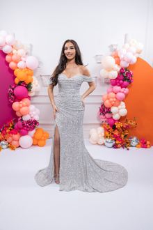 silver pink sparkly prom dress, photo 4