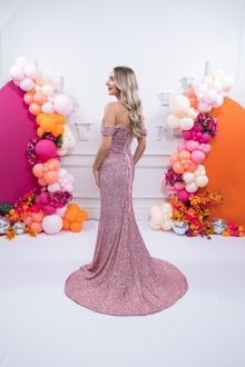 silver pink sparkly prom dress, photo 2