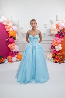 Blue Basque waist ballgown blue prom dress, photo 1