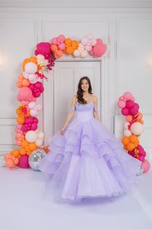lilac purple ballgown prom dress waterfall, photo 1