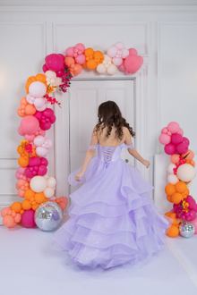 lilac purple ballgown prom dress waterfall, photo 2