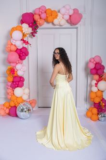 satin prom dress lemon red, photo 2