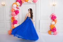 royal blue a-line glittery prom dress, photo 2
