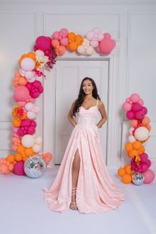 brocade prom dress blue pink, photo 3