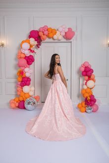 brocade prom dress blue pink, photo 4