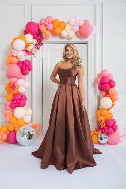 chocolate brown prom dress