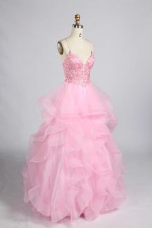 pink waterfall prom dress, photo 3